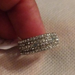 Silver Plated CZ Diamond Band Ring